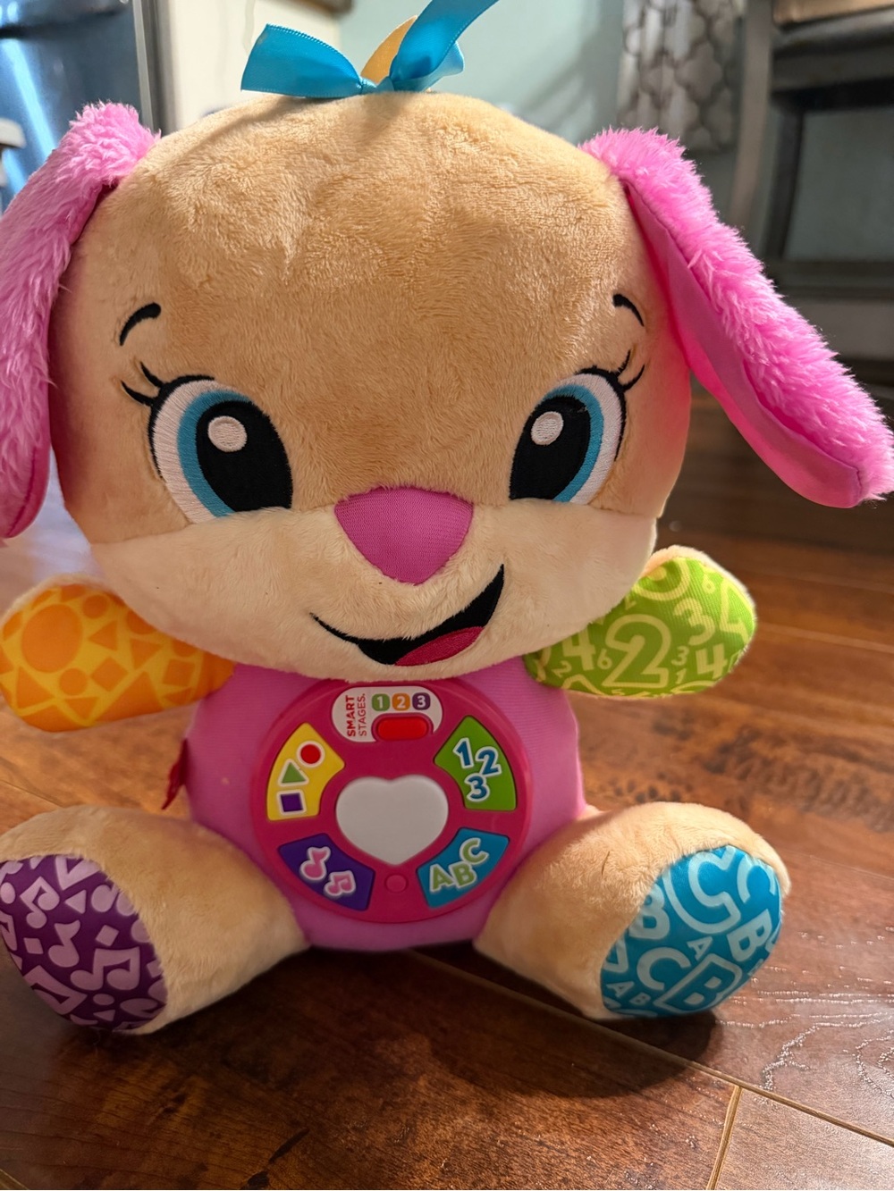 Interactive Pink and Tan Plush Learning Puppy Toy